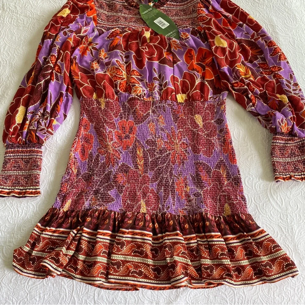 🥭 FARM RIO Sweet Floral Long Sleeve Minidress - Picture 6 of 17